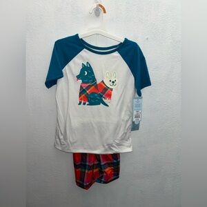 Kids set with Dog Print - Teal and Multicolor